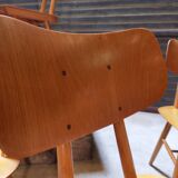 Set of 5 all-wood chairs published by Ton 1960