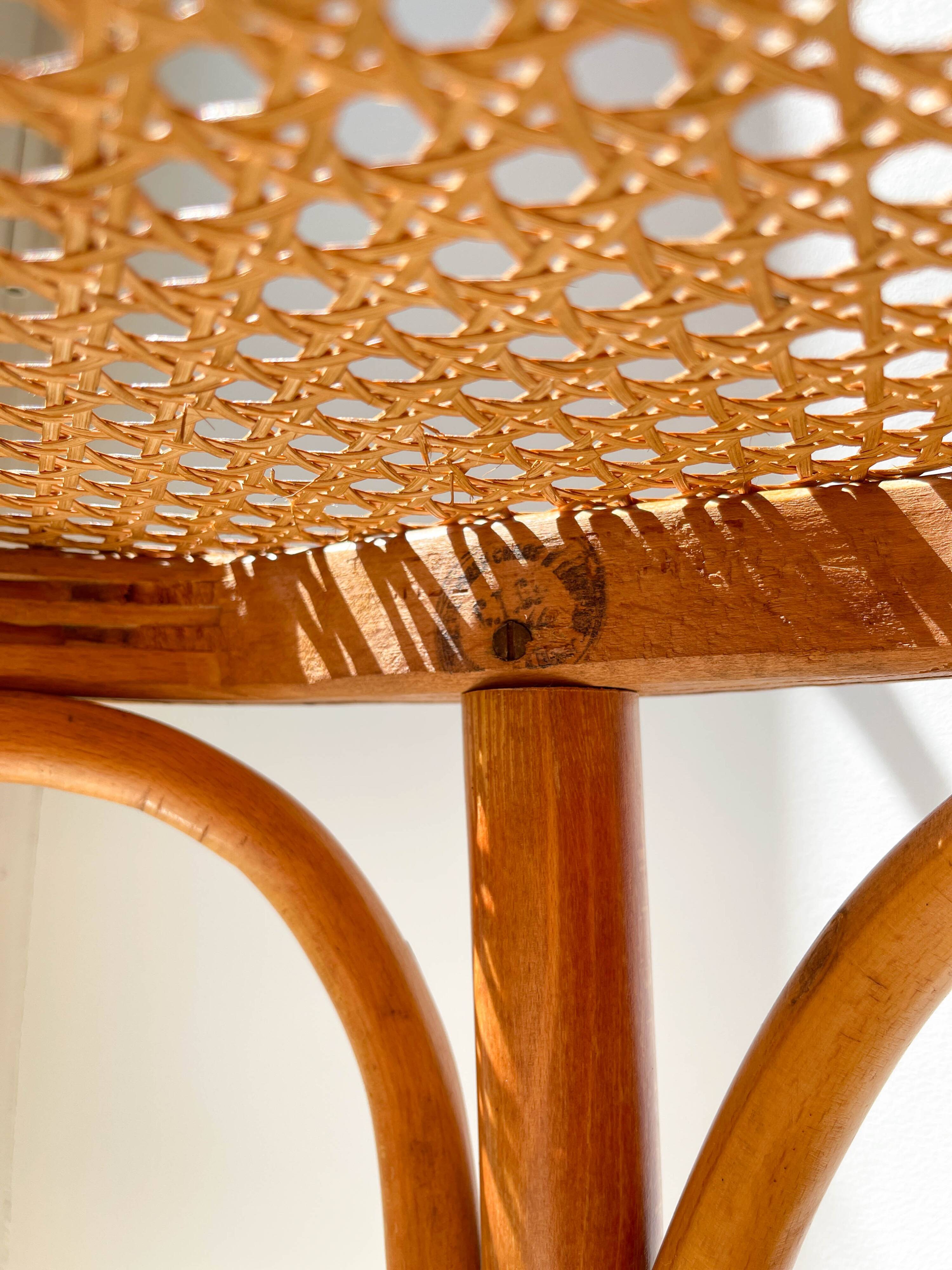 Bentwood and canework bar stool, 1950s