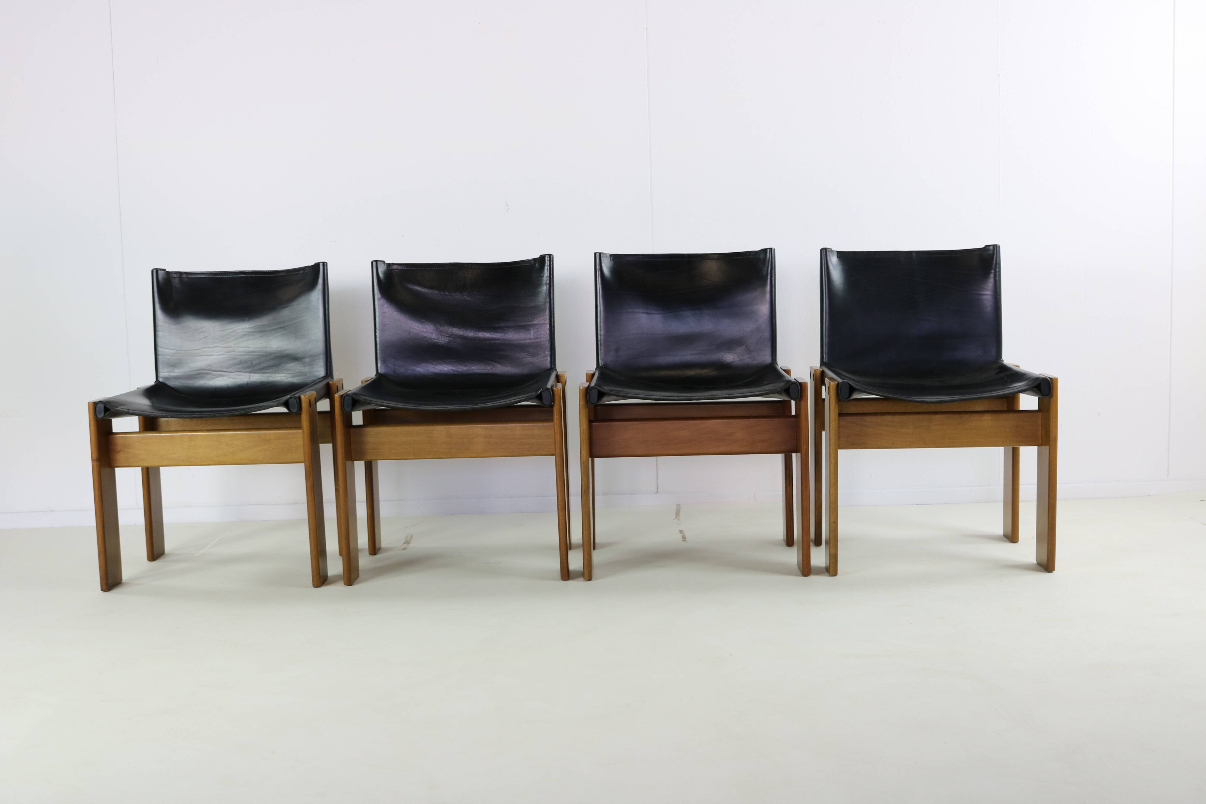 Set of four Italian design dining chairs by Afra & Tobia Scarpa for Molteni