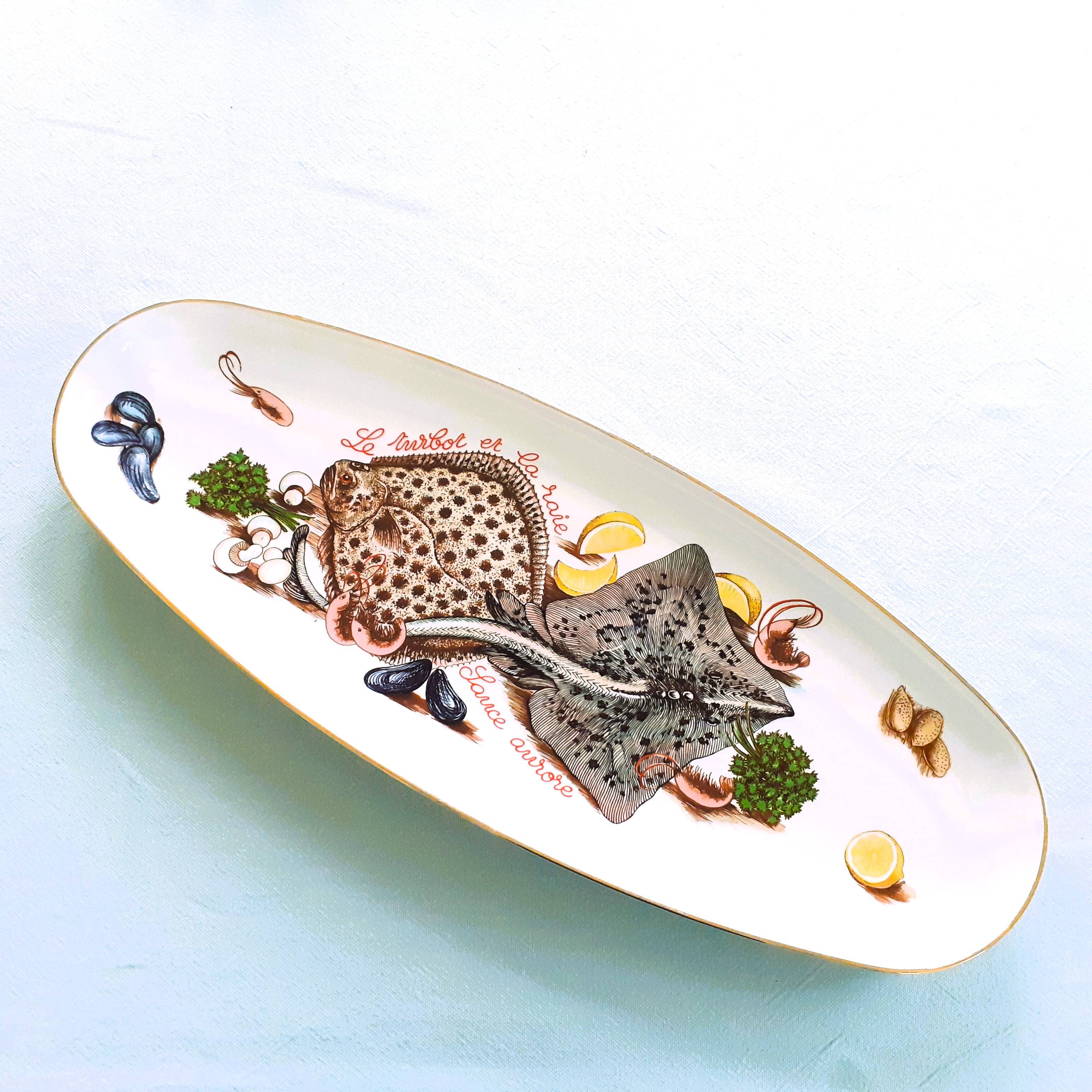 Extra Long, Fish Platter. Rare, Turbot and Skate, Fish Banquet Table Centerpiece.
