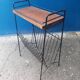 Door magazines side table steel file and wood vintage Scandinavian design