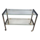 Vintage 1960s metal and glass rolling table