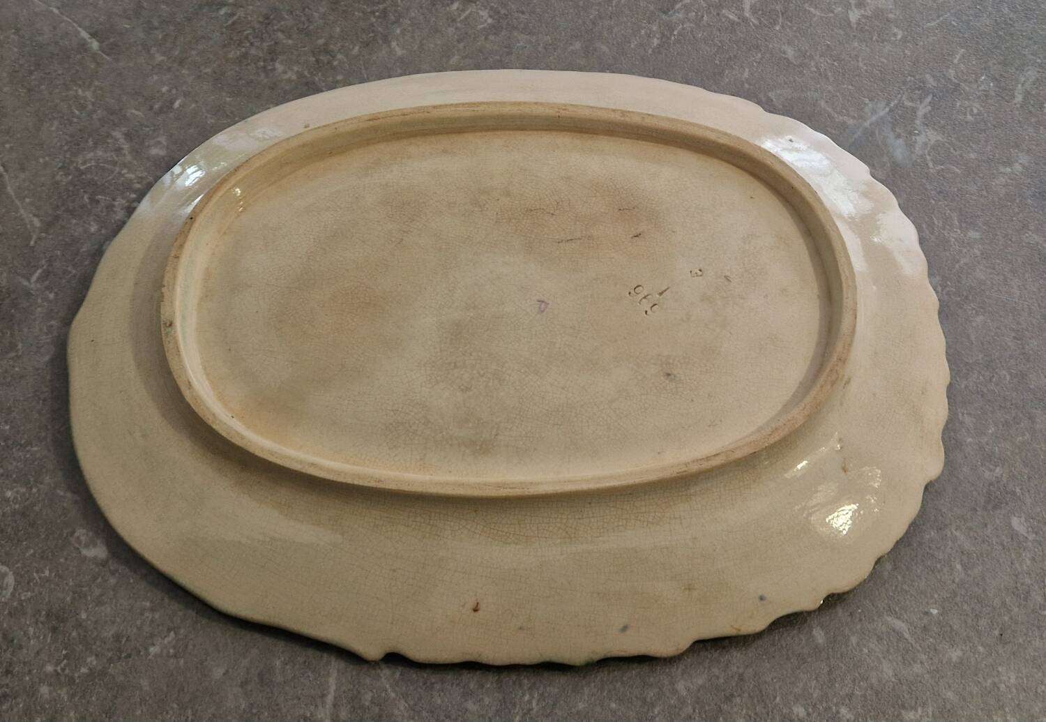 Asparagus and artichoke barbotine dish from France circa 1890