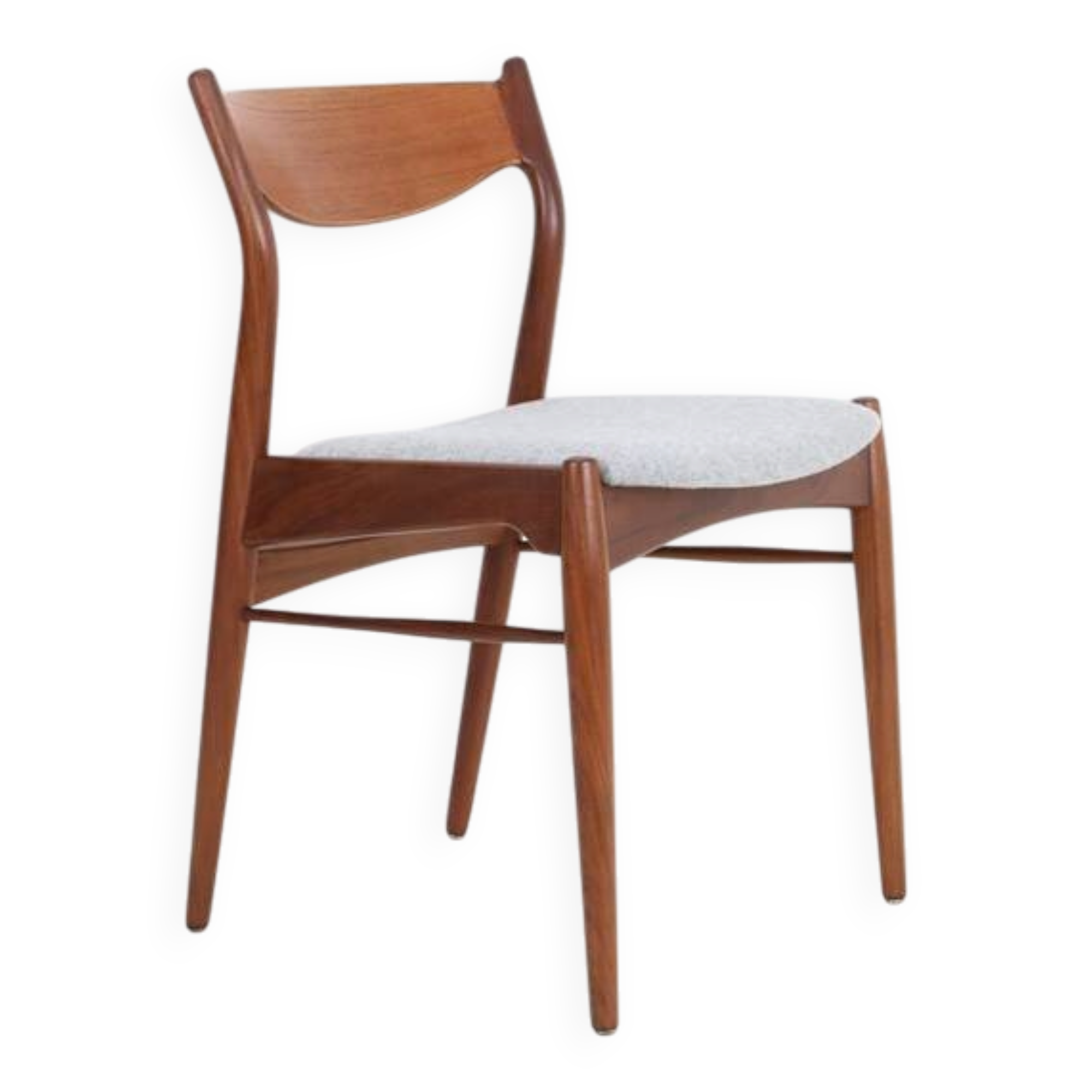 Chaise en teck Ærthøj Jensen & Mølholm entièrement restaurée avec un revêtement en feutre de laine / Design danois moderne du milieu du siècle / Années 1960