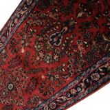 Burgundy Red Floral Wool Runner Rug,1960s Traditional Oriental Stair Runner