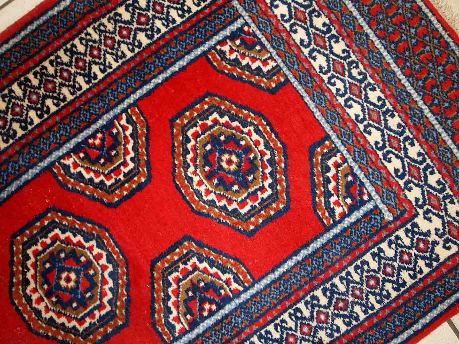 Vintage Indian Mahal handmade carpet 82cm x 156cm 1970s, 1C732