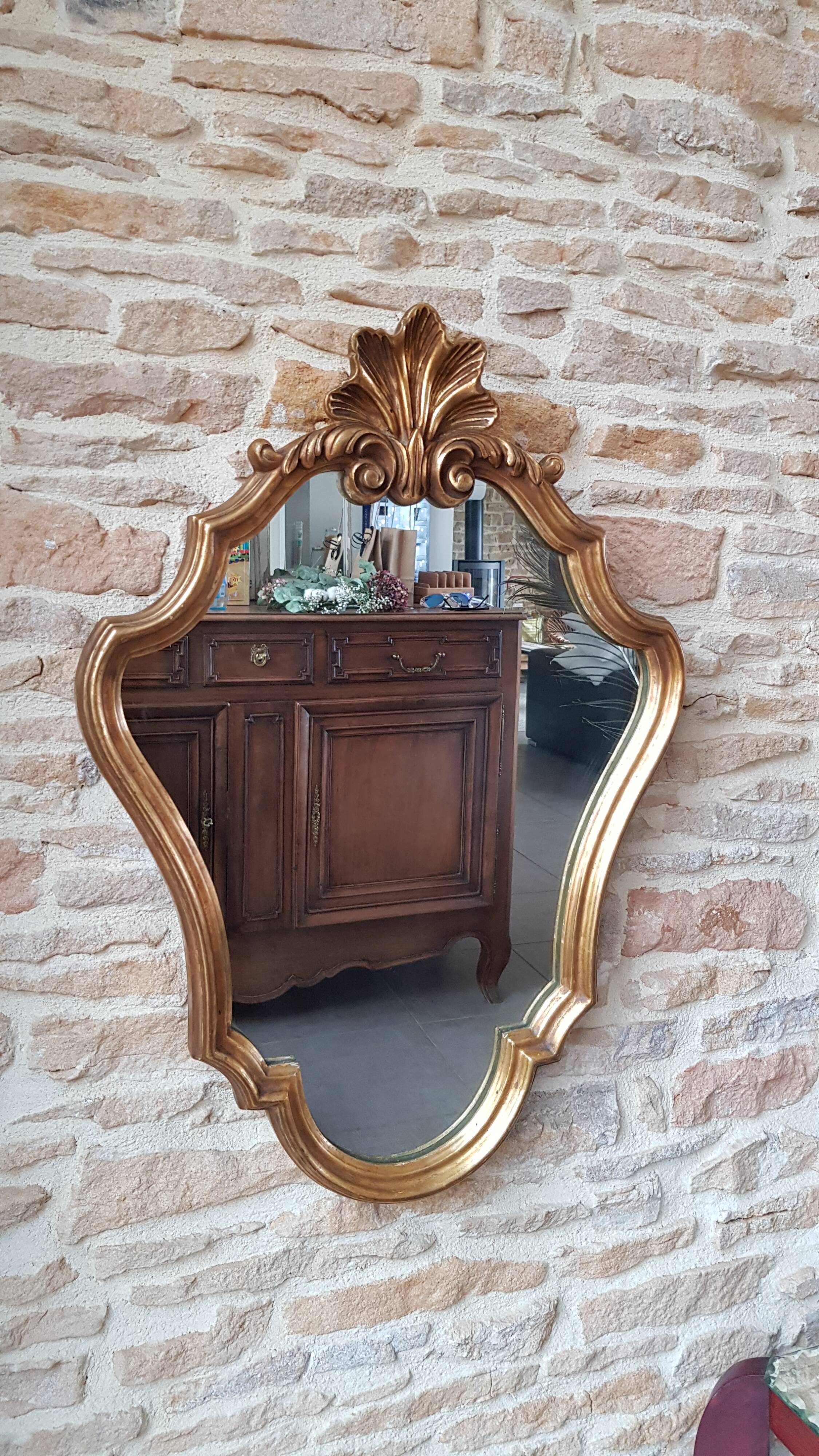 Mirror wall shell gilded wood - 73x50cm