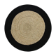 Tapis jute et coton rond noir beige 70 cm