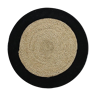 Tapis jute et coton rond noir beige 70 cm