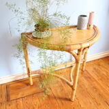 Half-moon rattan console