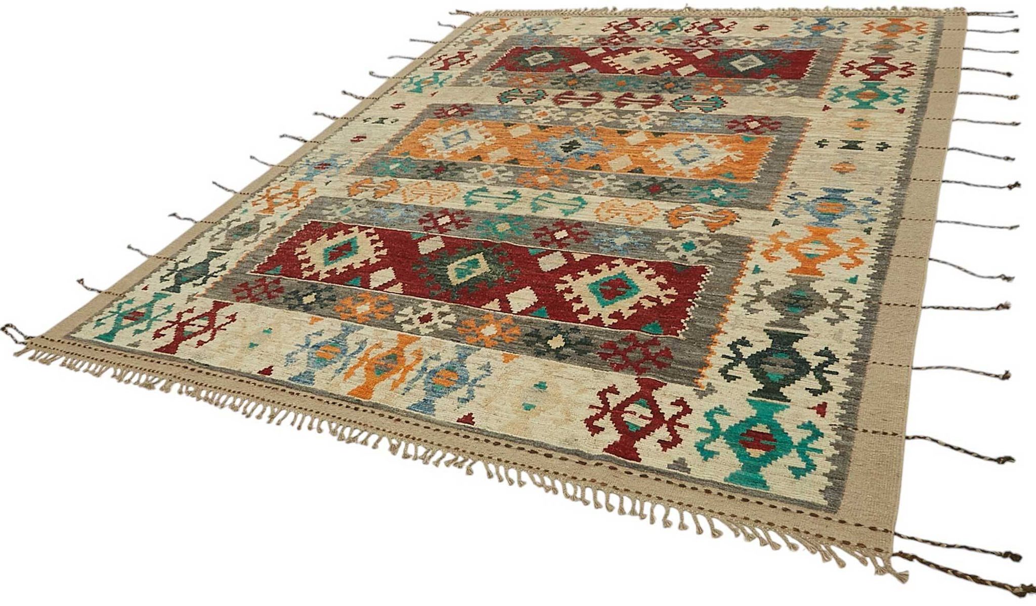 Hand-Knotted Turkish Contemporary 289 cm x 370 cm Beige Wool Carpet