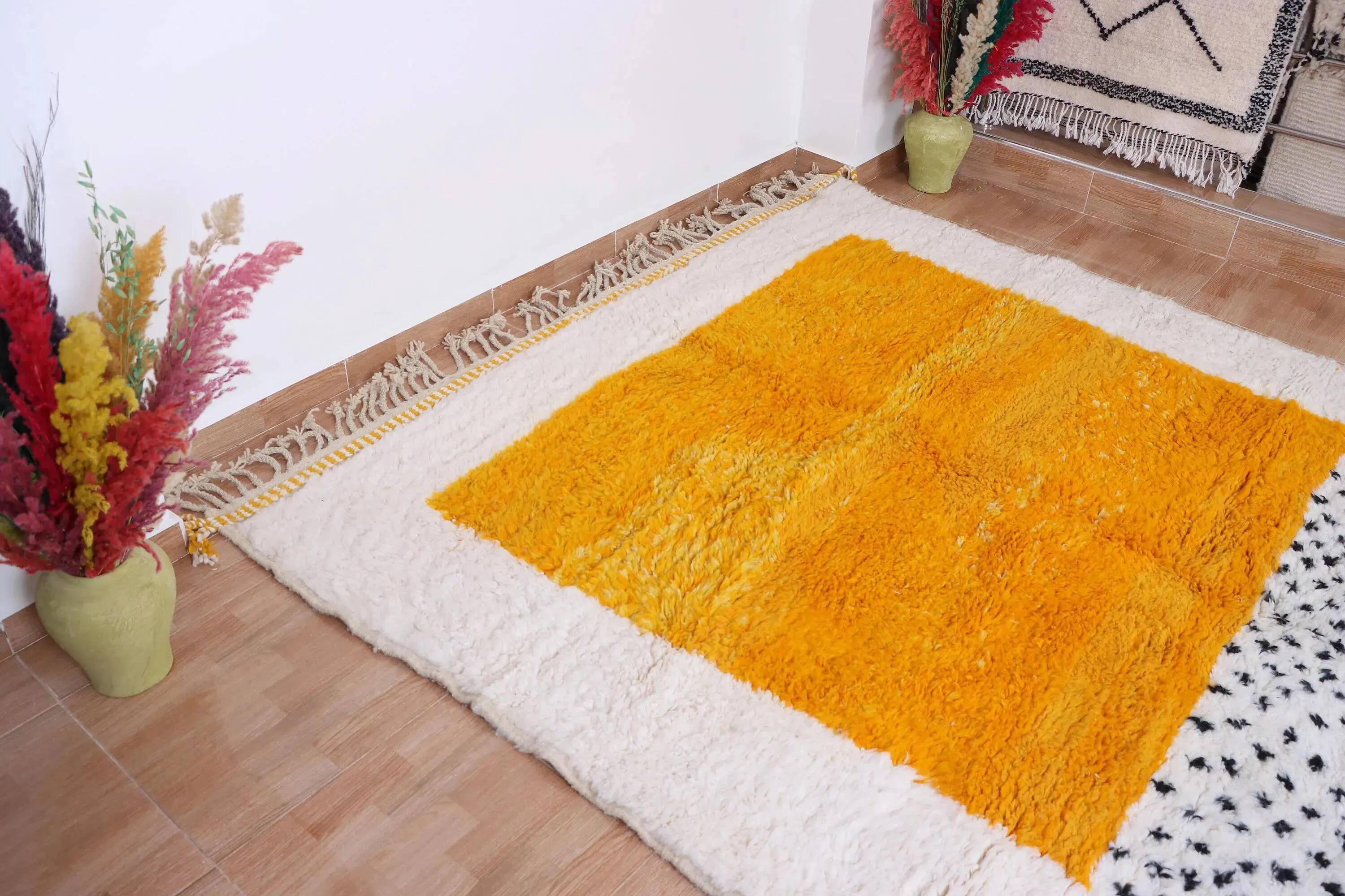 Handmade Moroccan wool rug, 250cm x 150cm, unique piece.