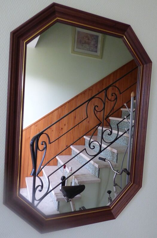 Solid wood mirror with gilded metal edging 47.50x 67 cm