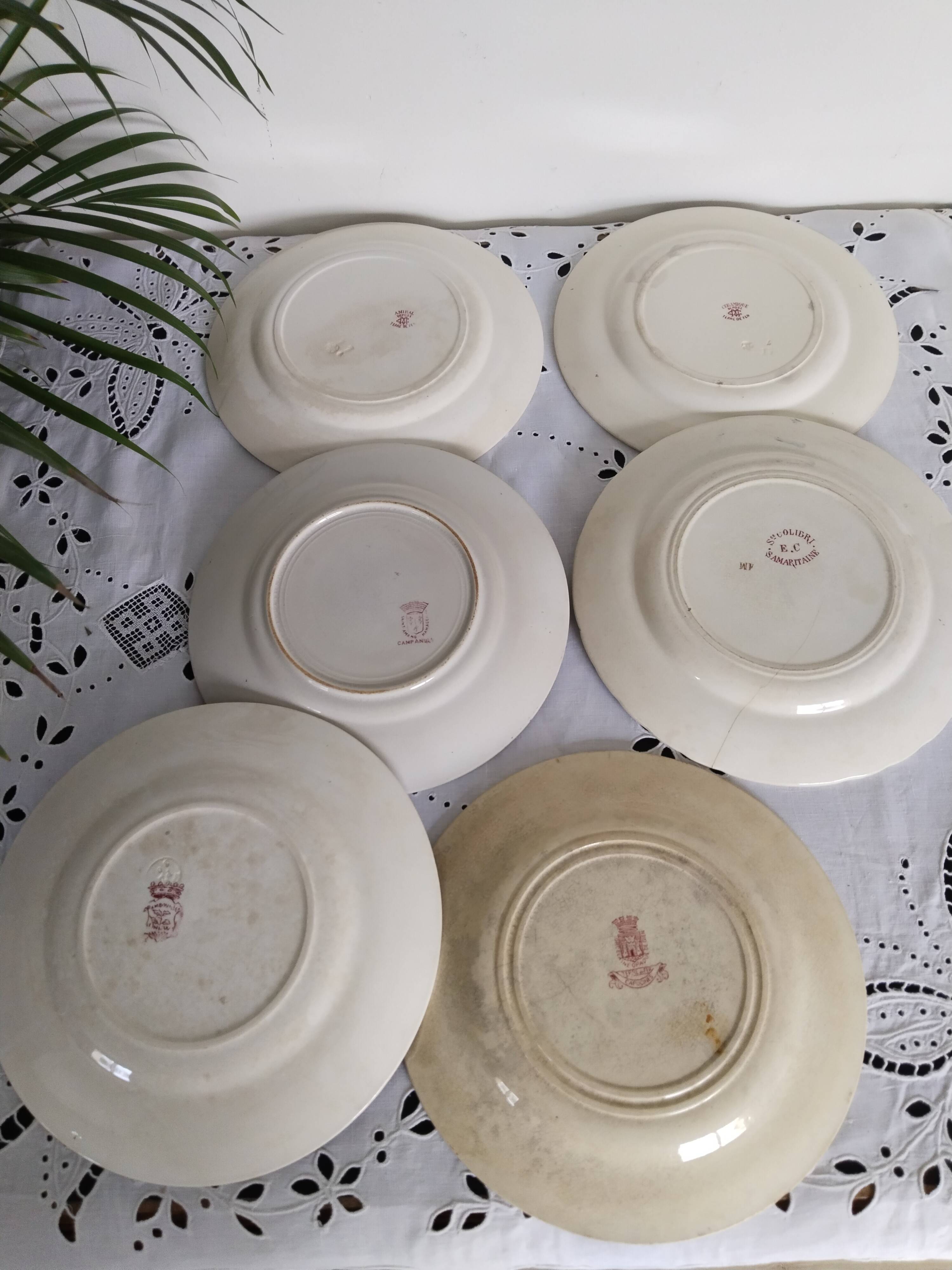 Set of 6 dinner plates in Terre de fer earthenware, red color