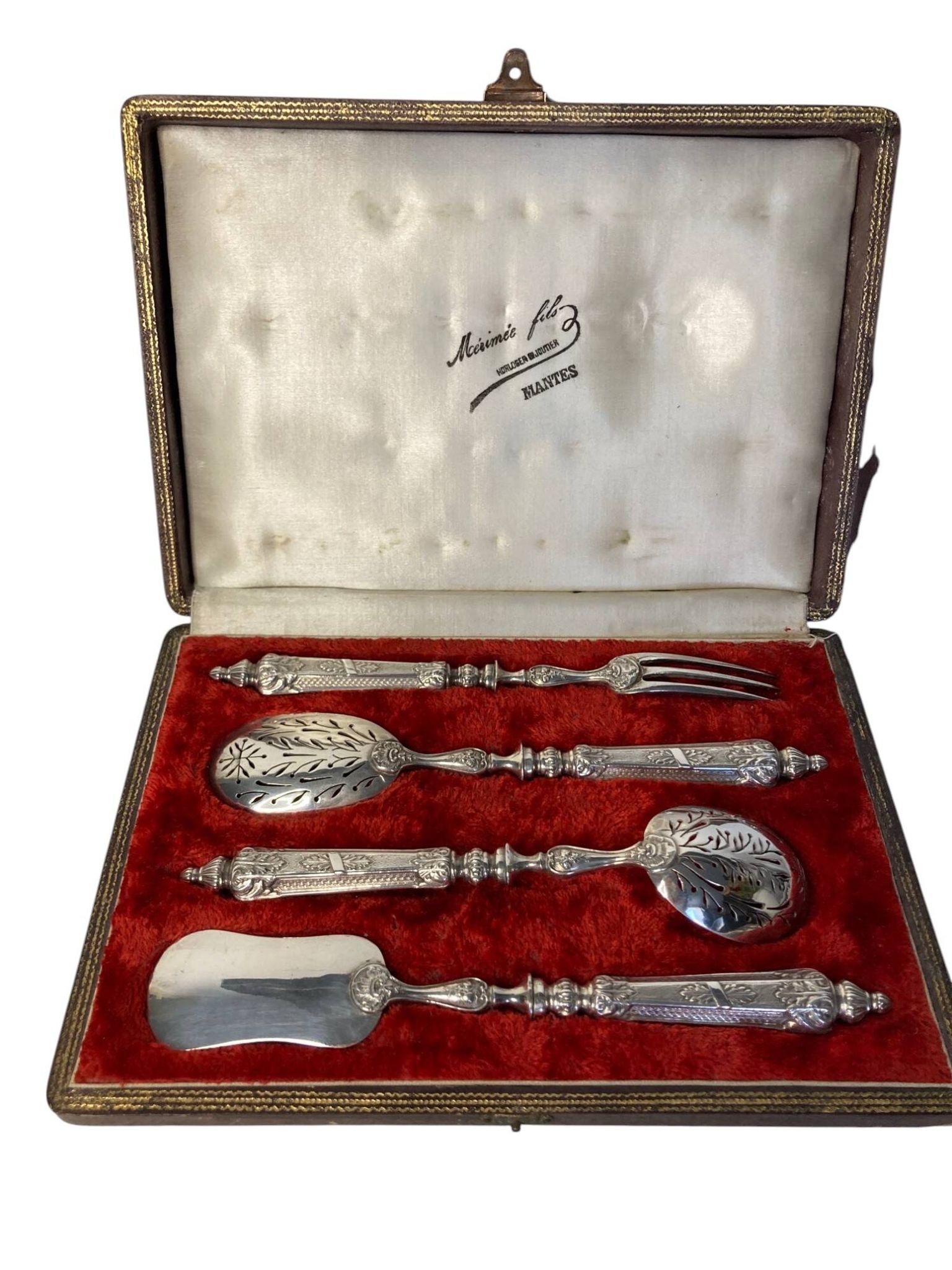 Four-piece silver-plated confectionery set, late 19th century