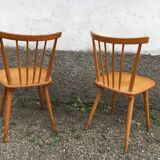 Pair of Scandinavian beech bistro chairs