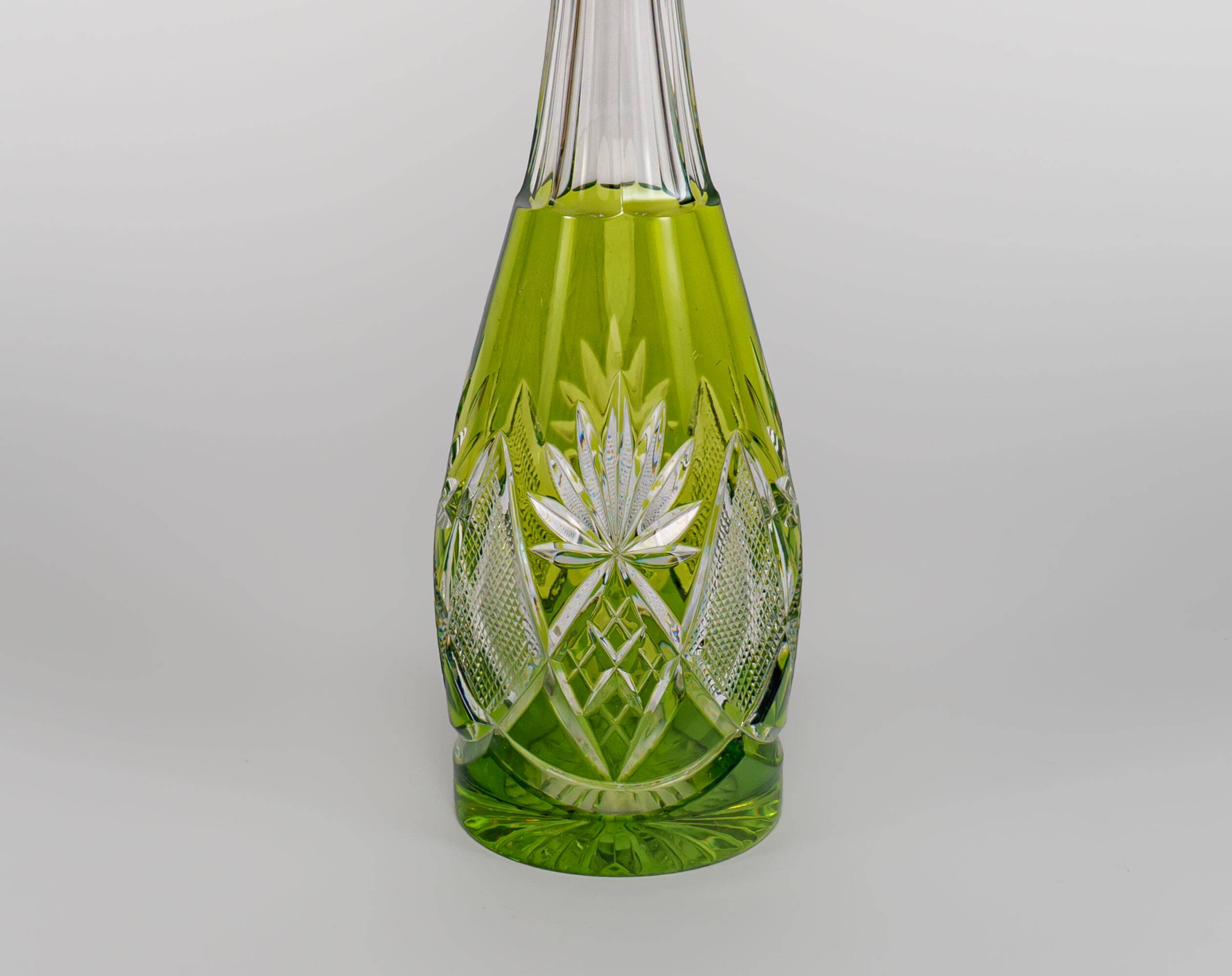 1950s Val St. Lambert ‘Berncastel’ Green Flashed & Cut Crystal Decanter