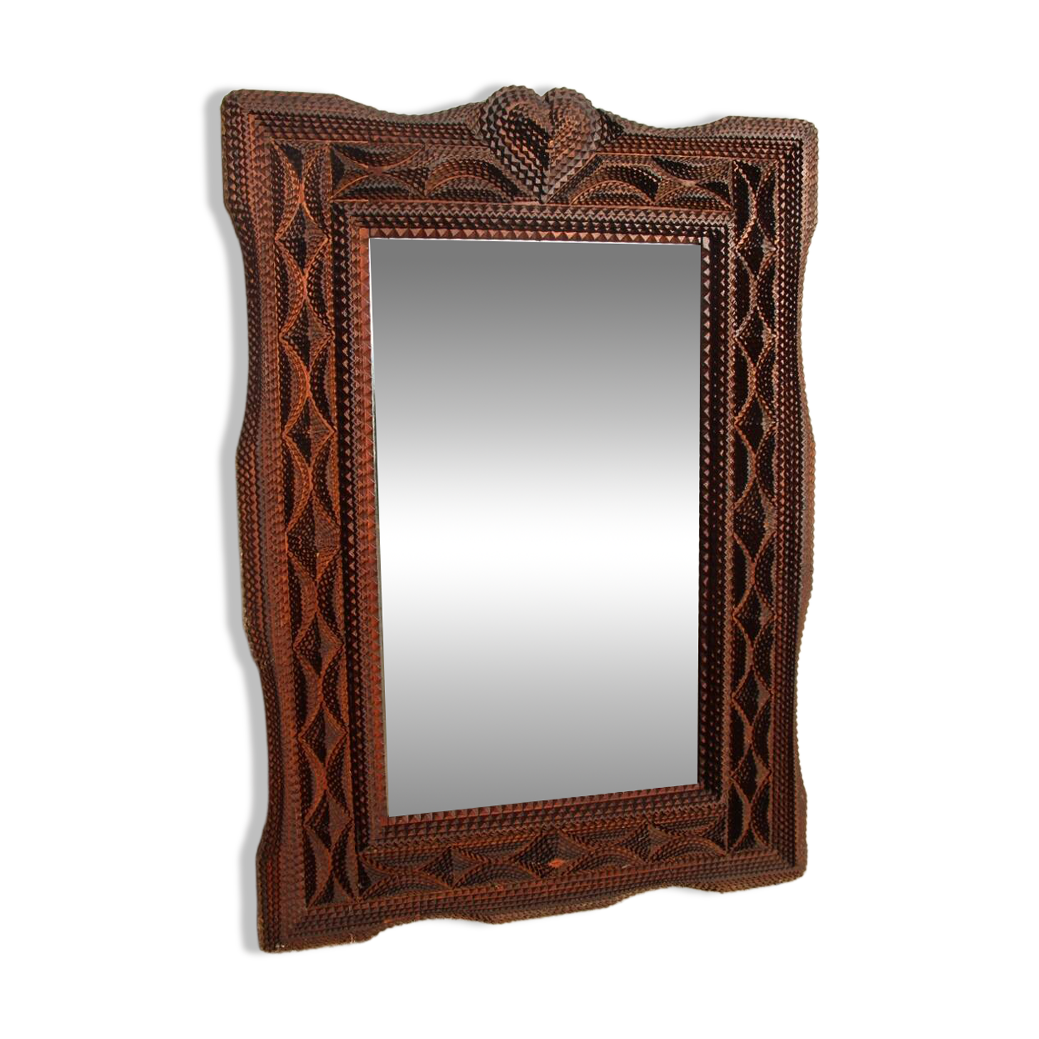 large tramp art mirror 19th century