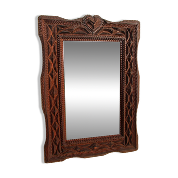 large tramp art mirror 19th century