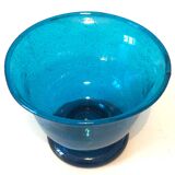 Coupelle à pied verre soufflé bleu