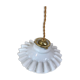 Suspension ancien opaline pâte de verre plissé blanche 1940 Vintage