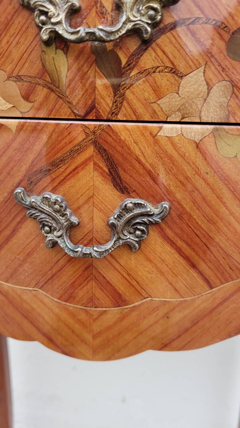 Louis xv style bedside table in rosewood marquetry