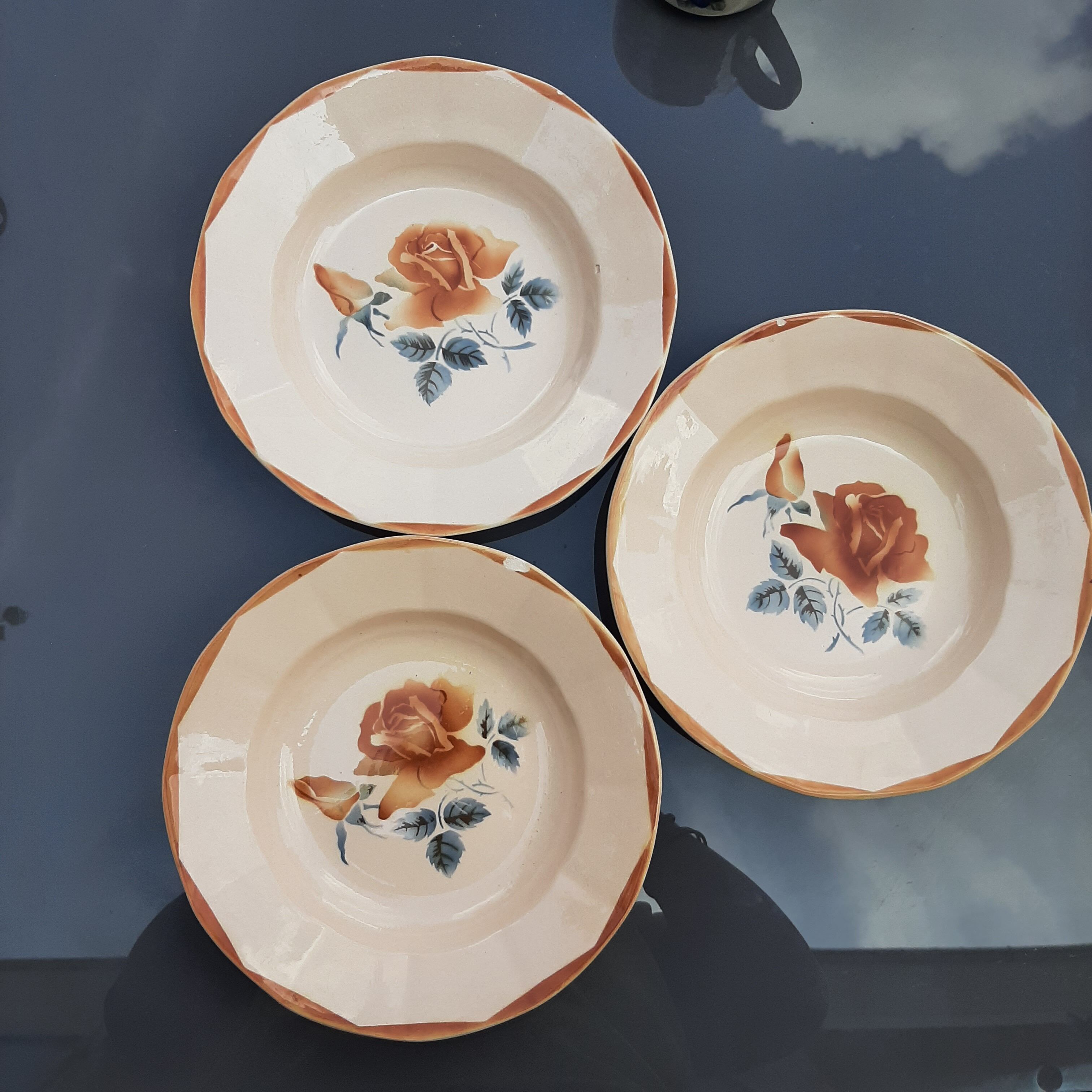 Lot 3 hollow plates Digoin vintage