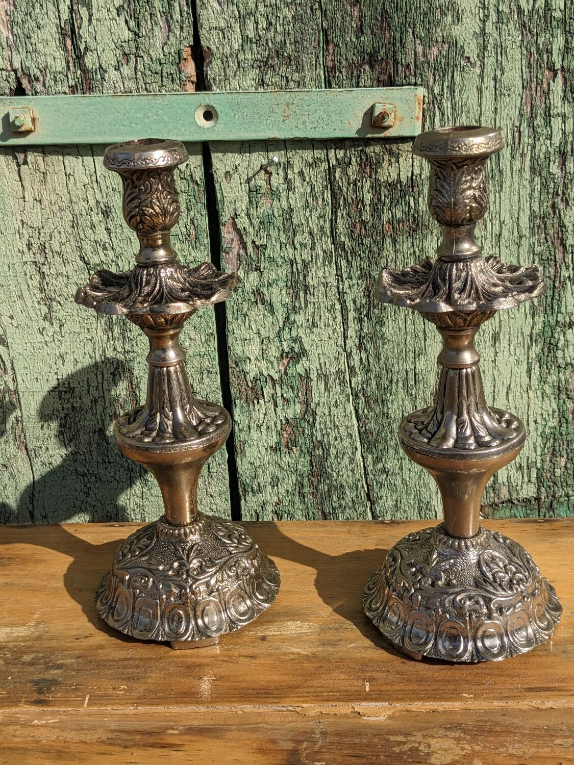 Pair of silver candle holders