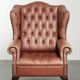 Classic English cowhide button seat chesterfield wingback armchair