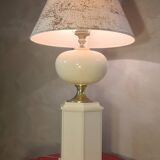 Living room lamp from Maison Dauphin 1970 to 80 cream hand-painted lampshade