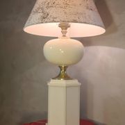 Living room lamp from Maison Dauphin 1970 to 80 cream hand-painted lampshade