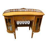 Bureau d'écriture Art Nouveau en chêne et rotin, vers 1910