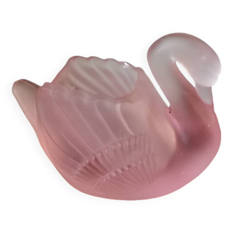 vintage pink molded glass vase Yves Rocher swan shape