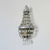 Pair of silver-plated balloon wall lights with pendants, circa 1970.