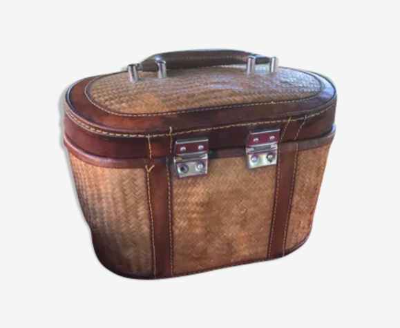 Mallette vintage cuir et cannage