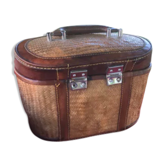 Vintage leather and cane briefcase