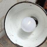 Old industrial workshop lamp two arms green enamel globe