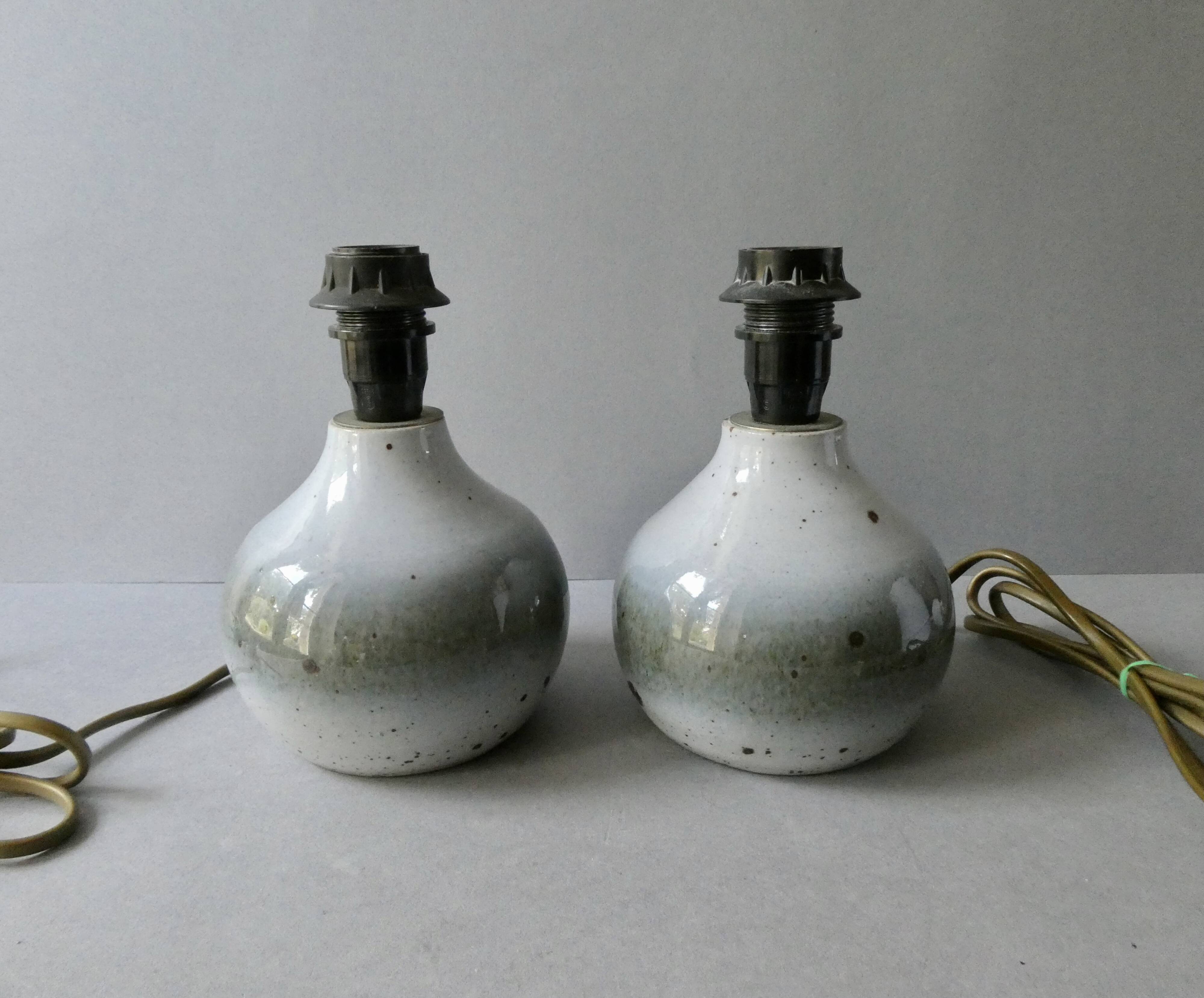 Pair of glazed ceramic lamps, 1970s-1980s