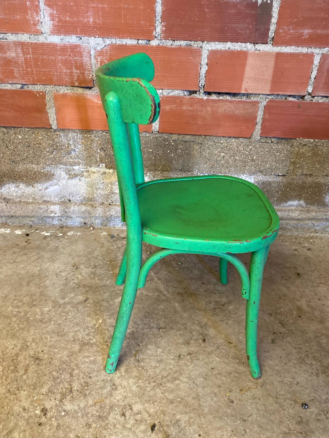 Antique Bistrot Chair Baumann Style Turned Wood Green Vintage
