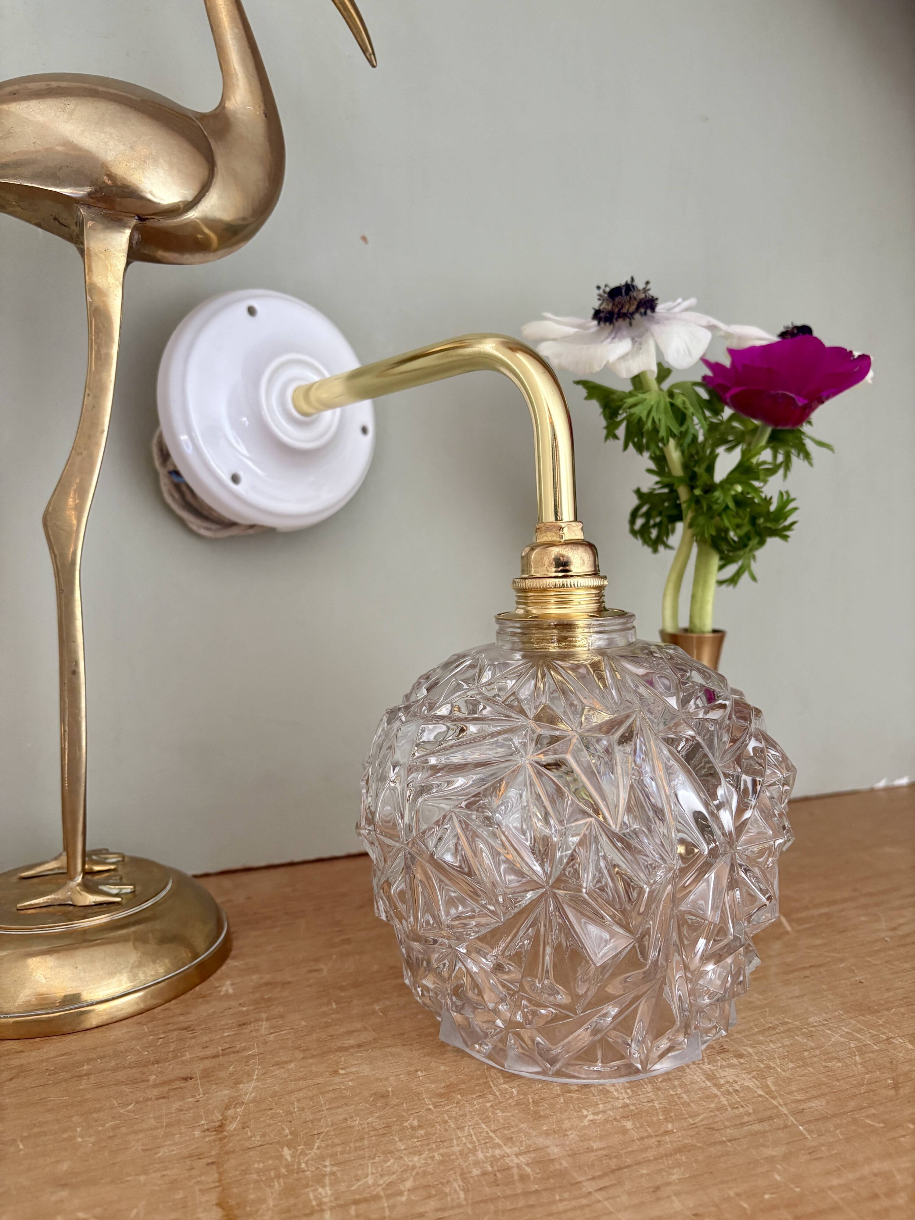 Vintage moulded glass elbow wall light