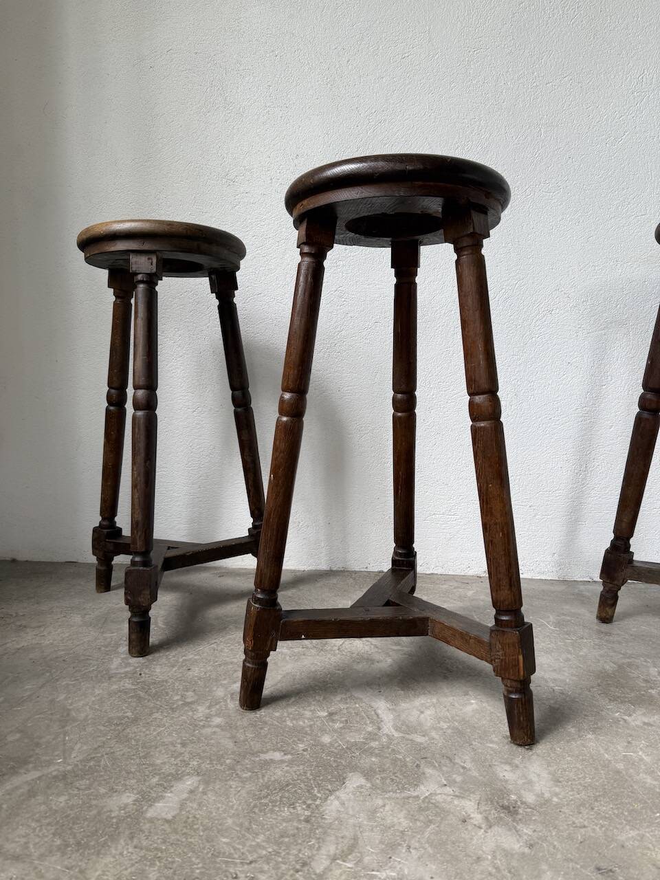 Oak bistro stools 1950