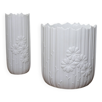 Pair of white porcelain vases by Manfred Frey for Kaiser, Germany