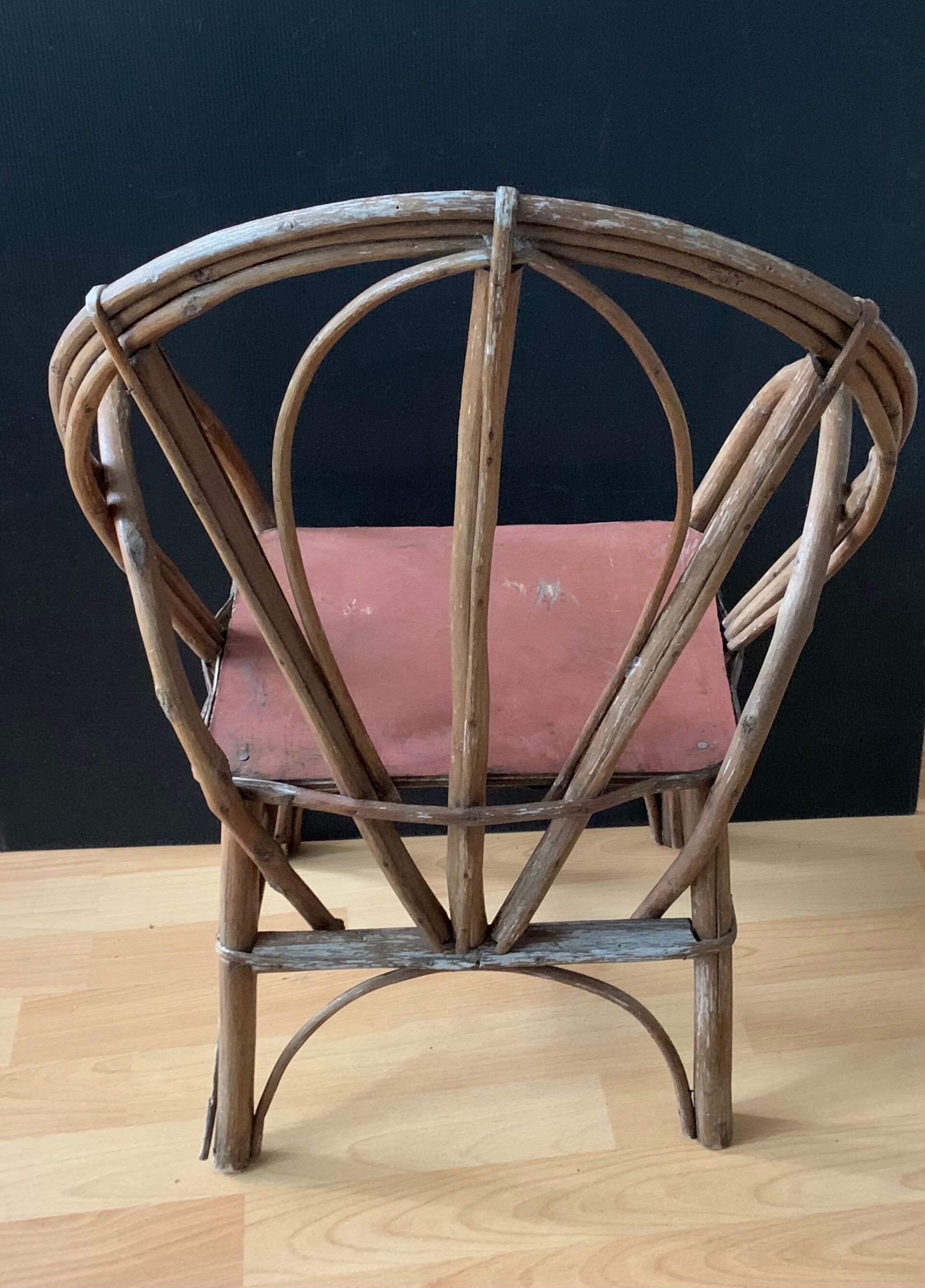 Armchair chair in rattan wicker vintage child