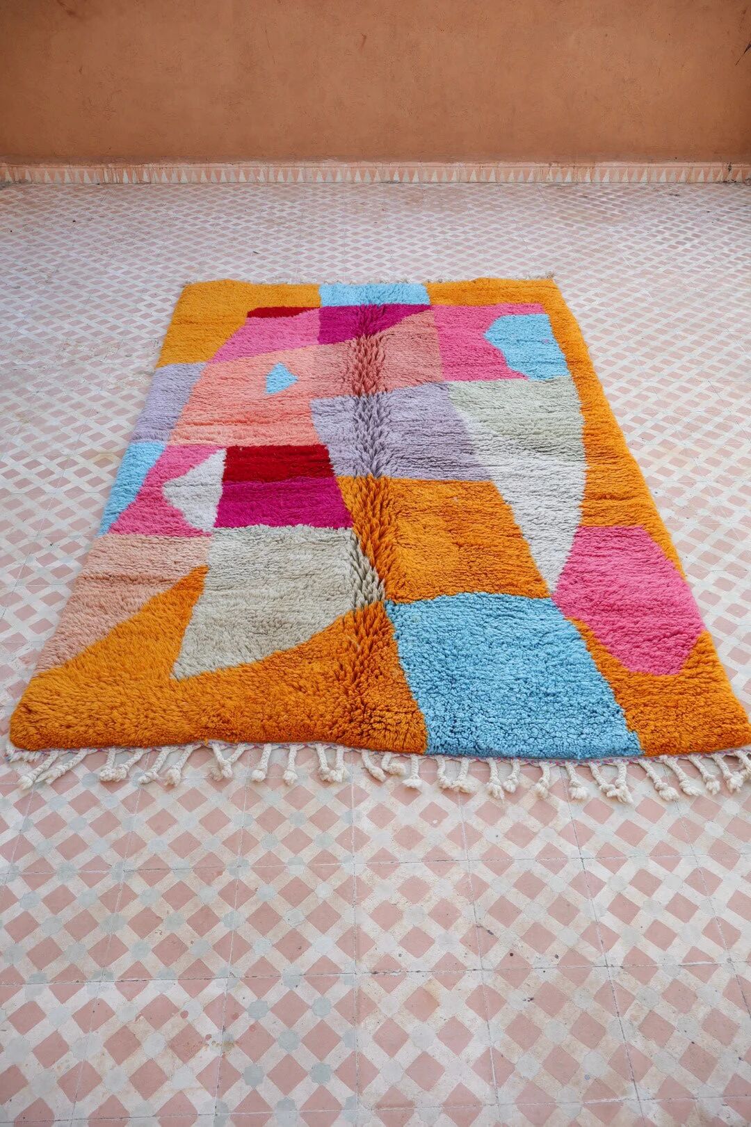 Contemporary high-quality multicoloured Azilal Berber rug - 246 x 153 cm