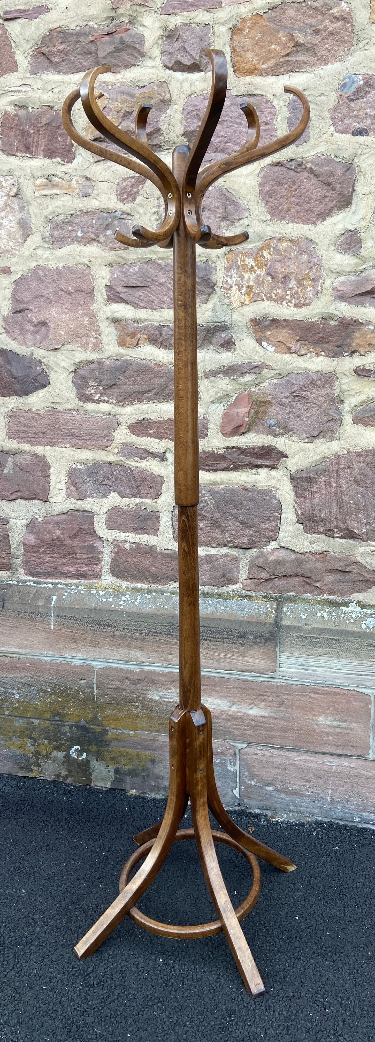 Vintage curved wood parrot coat rack