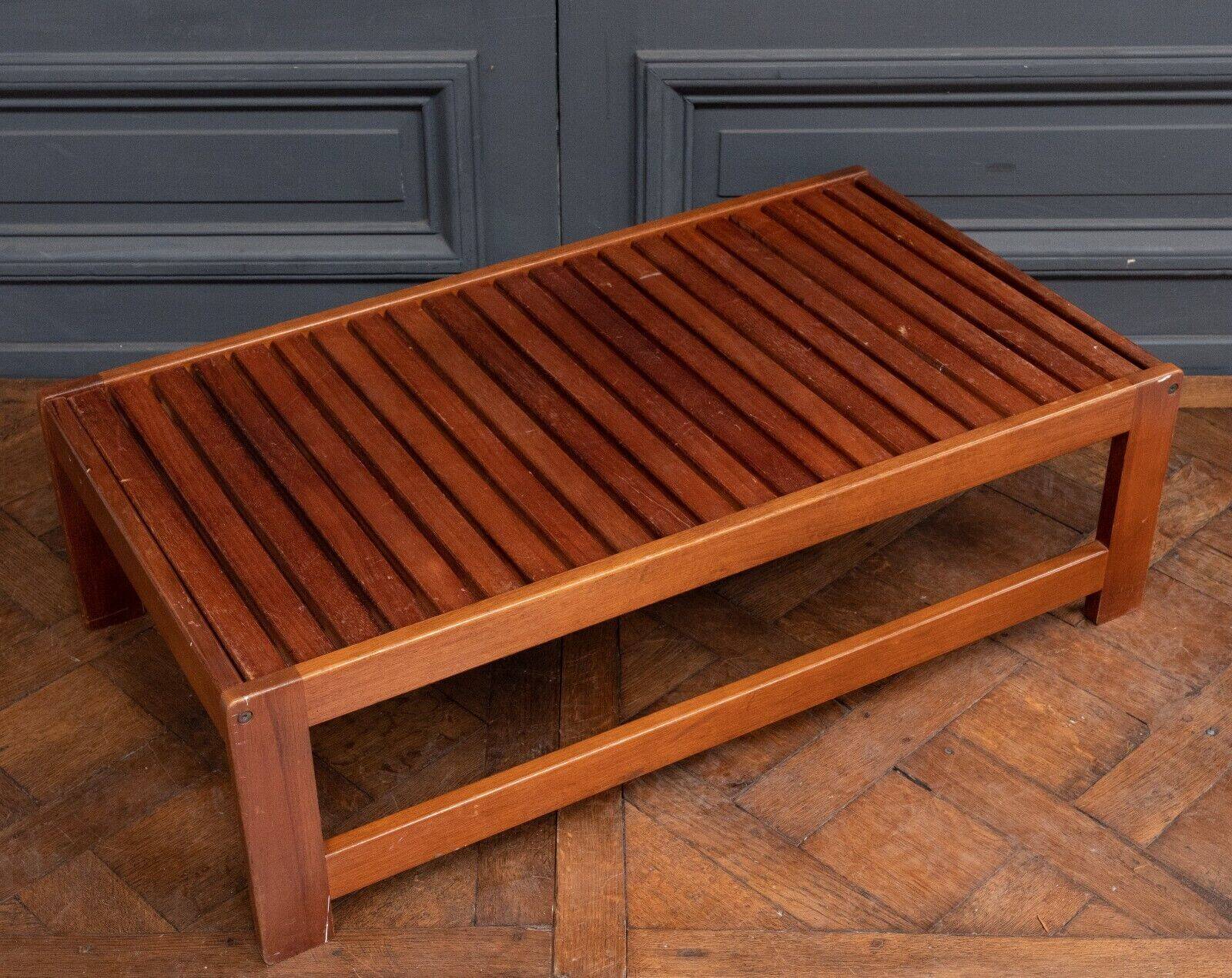 Wooden slatted coffee table 1980 removable top