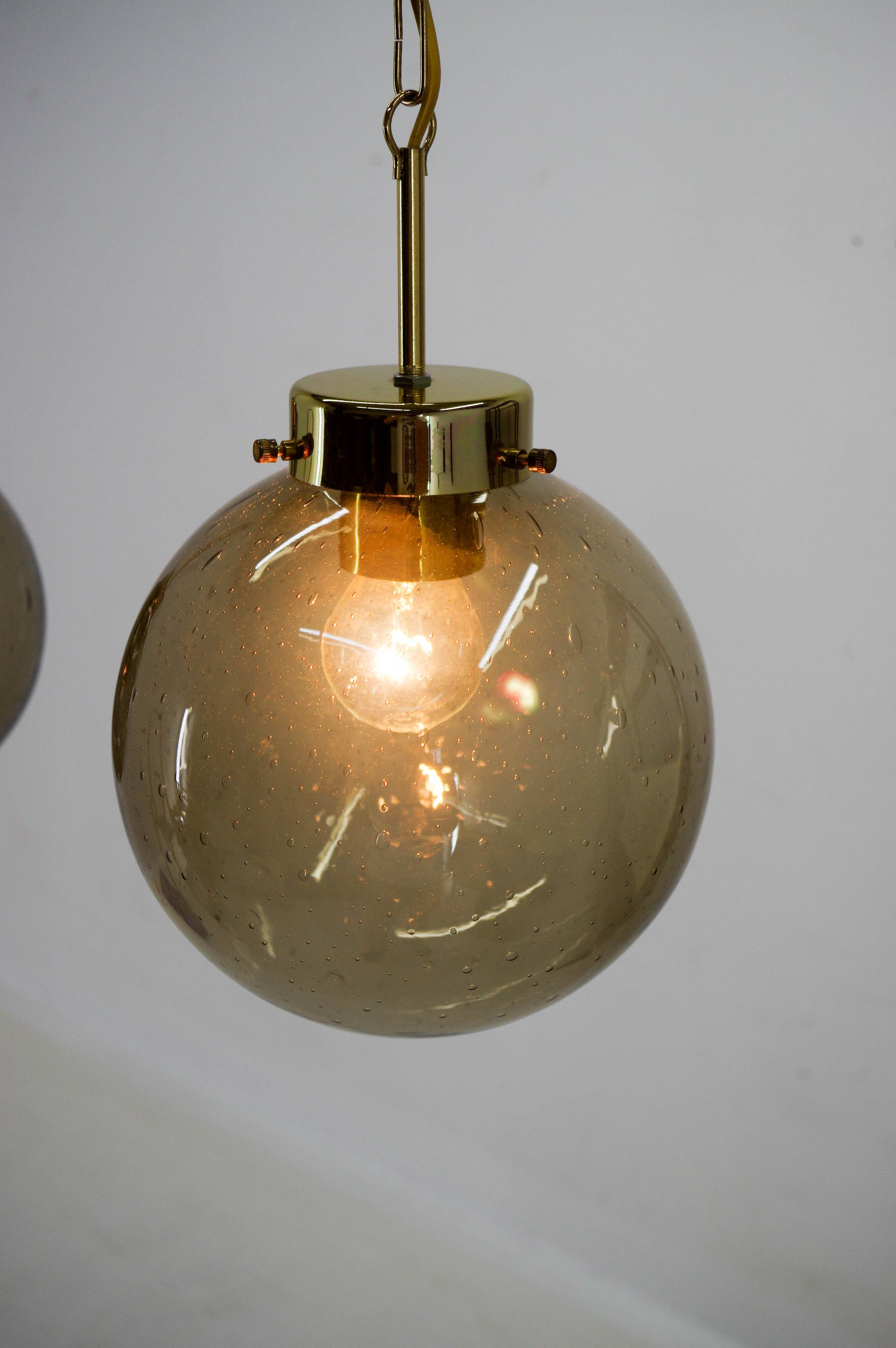 Set of Three Glass Pendants by Kamenicky Senov, 1970s