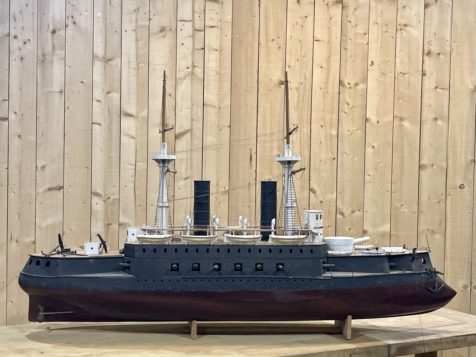 Model representing a battleship of the late nineteenth century