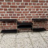 Black and gold metal string shelf - vintage 1960