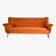 Three-seater velvet sofa, Germany 1960s, rusted, restored.